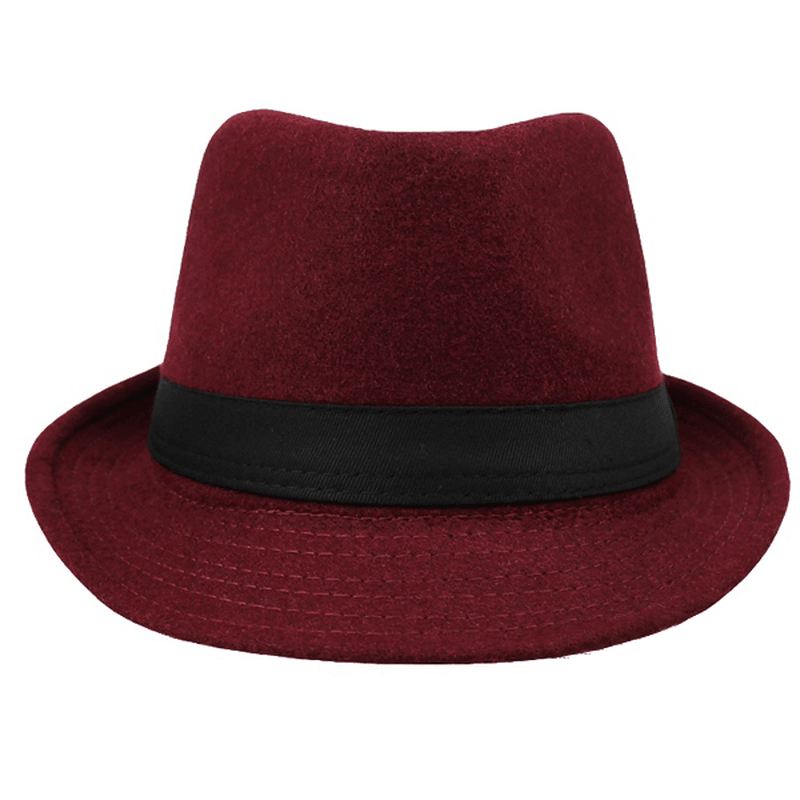 Unisex Jazzkasket Vintage Uldspand Trilby Rand Fedora Panamahat