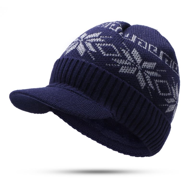 Unisex Mænd Vinter Vindtæt Strik Plus Velvet Hat Tørklæde Sæt