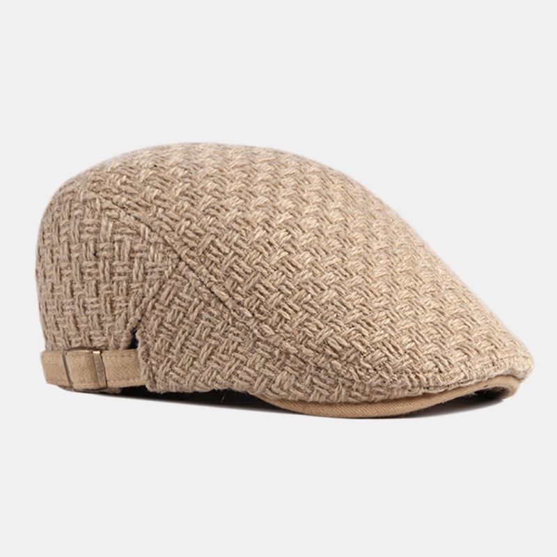 Unisex Minimalistisk Forward Cap Britisk Vintage Uld Baret-hatte