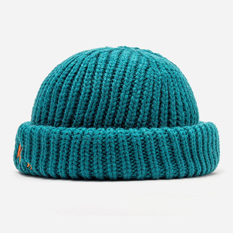 Unisex N-letter Mønster Strikkede Kasketter Mode Afslappet Justerbar Elastisk Kasket Skull Cap Kanteløs Beanie Landlord Cap