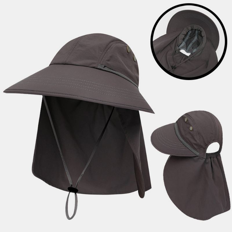 Unisex Nylon Ensfarvede Justerbar Sommer Udendørs Solsejl Fiske Klatrehat Åndbar Bucket Hat