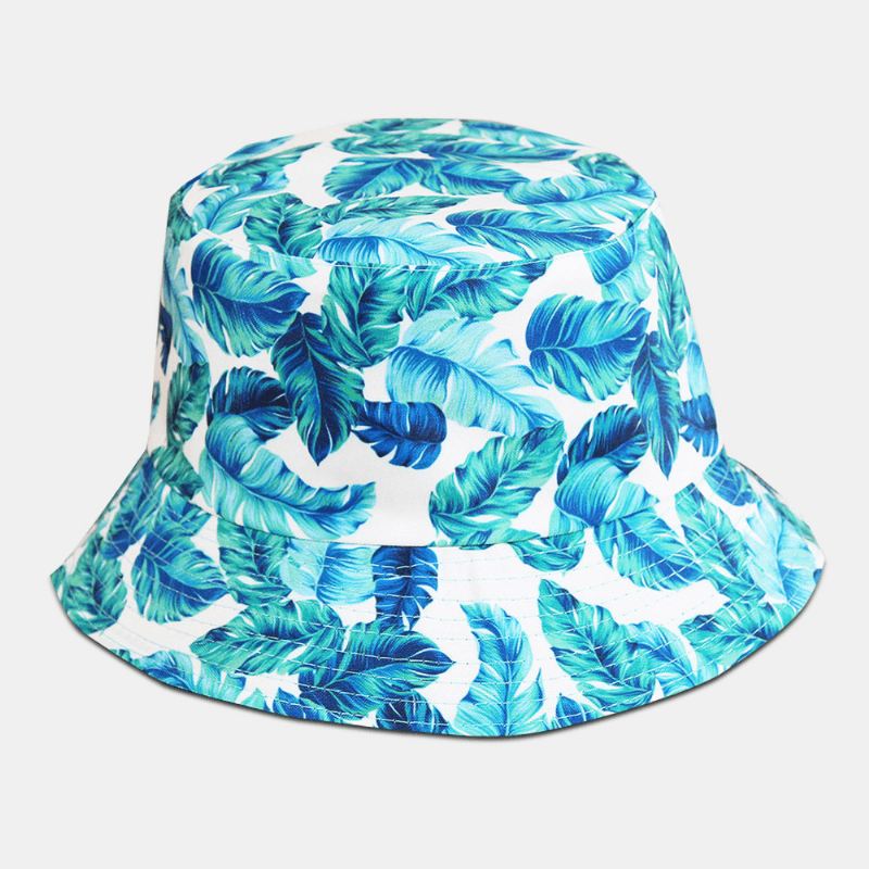 Unisex Overlay Blade Med Tryk Vendbar Bucket Hat Dobbeltsidet Solhat Sommerrejse Strandhat