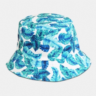 Unisex Overlay Blade Med Tryk Vendbar Bucket Hat Dobbeltsidet Solhat Sommerrejse Strandhat