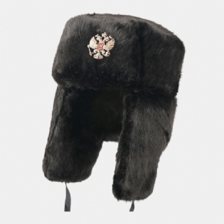 Unisex Plus Fløjl Sovjetisk Badge Varm Vindtæt Øreklapper Beskyttelse Udendørs Trapper Hat Ushanka Hat