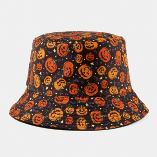 Unisex Pumpkin Ghost Skull Mønster Bucket Hat Casual Funny Foldbar Solskærmshat