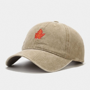 Unisex Retro Buet Rand Ahornbladmønster Broderi Baseballkasket Casual Rejse Justerbar Åndbar Solskærmshat