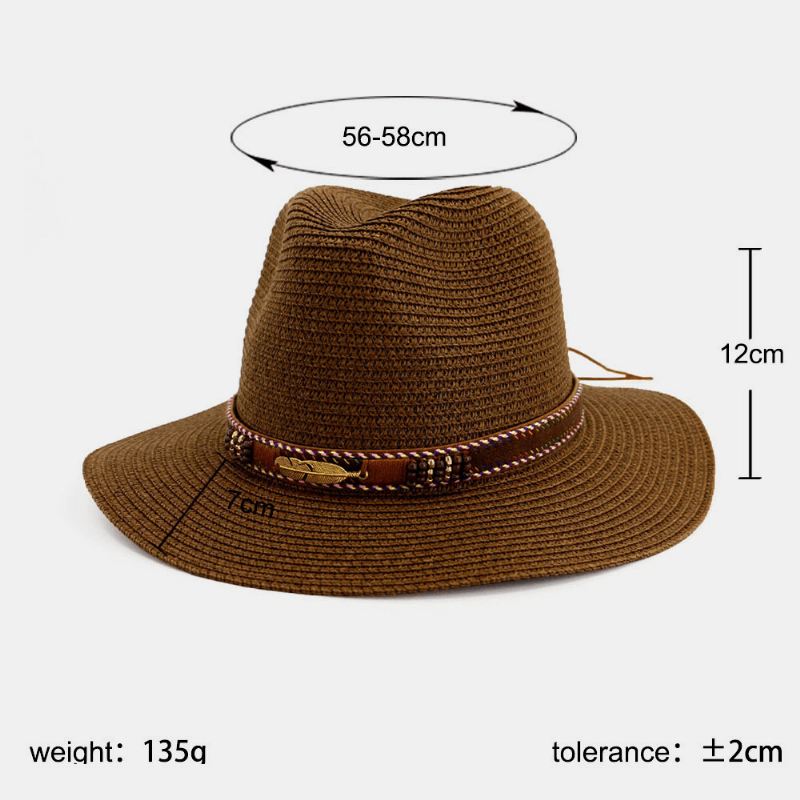 Unisex Sunscreen Travel Beach Sun Hat Elegant Seaside Jazz Hat Stråhat