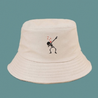 Unisex Tegneserie Kærlighed Kranie Med Tryk Twill Cap Bomuld Ensfarvet Mode Solbeskyttelse Bucket Hat