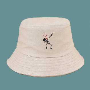Unisex Tegneserie Kærlighed Kranie Med Tryk Twill Cap Bomuld Ensfarvet Mode Solbeskyttelse Bucket Hat