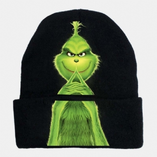 Unisex Uld Varm Vindtæt Solskærm Jul Grønt Hår Monster Udskrivning Strikket Hat Beanie