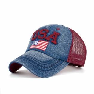 Unisex Vintage Patriotisk Baseballkasket Stilfuld Nødlidende Amerikansk Flaghat