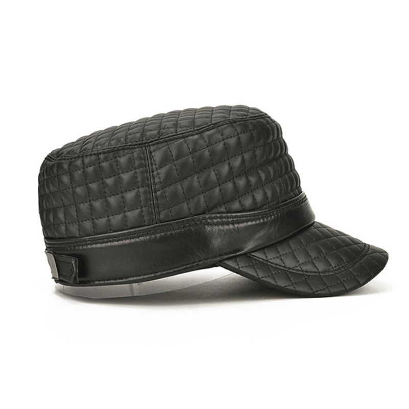 Varm Baseballkasket I Læder Til Mænd. Justerbar Udendørs Golf Vindtæt Snapback-hat