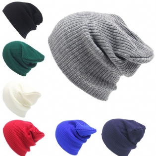 Vinter Casual Strikket Varm Skullies Beanies Hatte Høj Elastisk Mænd Kvinder Hat