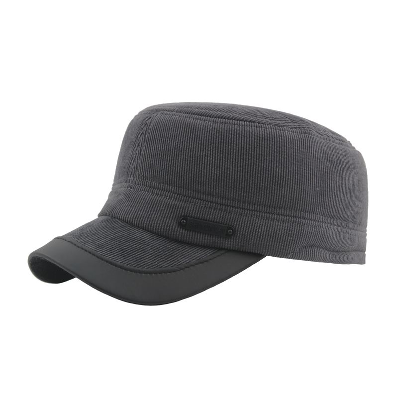 Vinter Vintage Corduroy Thicken Øreværn Militær Style Hat Udendørs Ski Kadet Army Cap