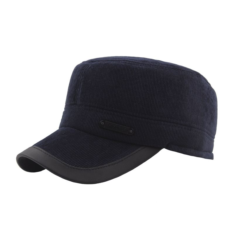 Vinter Vintage Corduroy Thicken Øreværn Militær Style Hat Udendørs Ski Kadet Army Cap