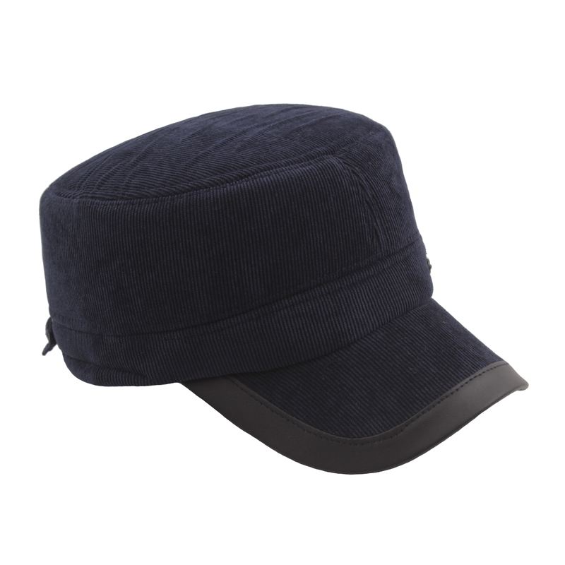 Vinter Vintage Corduroy Thicken Øreværn Militær Style Hat Udendørs Ski Kadet Army Cap