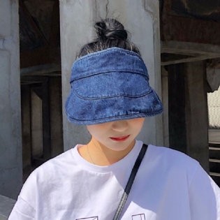 Washed Denim Top Hat Solbeskyttelse Åndbar Justerbar