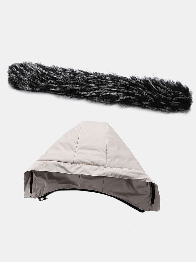 Herre Side Letter Mønster Side Pocket Thicken Fur Aftagelig Hætte Dunjakke