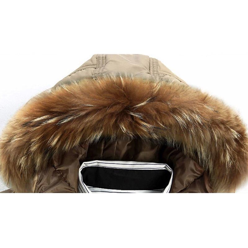 Herre Vinter Tyk Varm Dunjakke Furry Hood Polstret Parka
