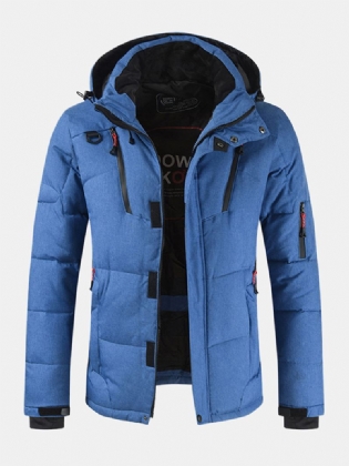 Herre Vinter Warm Thicken Zipper Detail Ensfarvet Hætte Dunfrakke