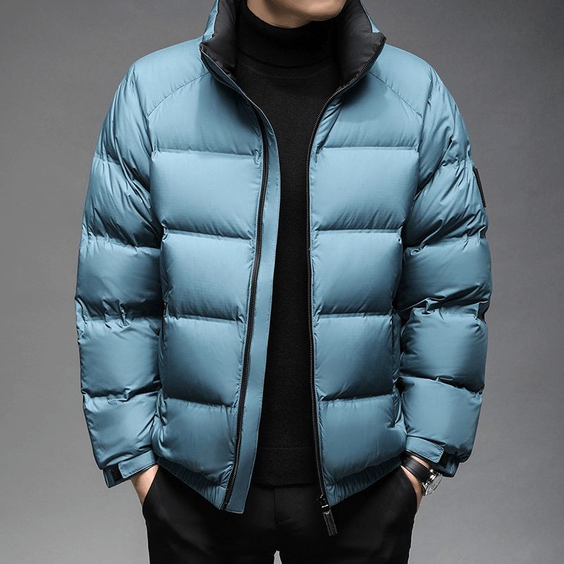 Mænds Polyester Løs Ensfarvet Kort Jakke
