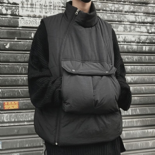 Retro Big Pocket Diagonal Lynlås Bomuldsvest