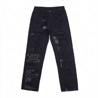 7tt Original National Chaogao Street Cut Løs Lige Jeans Herre Brede Ben Højtalje Alsidige Casual Bukser