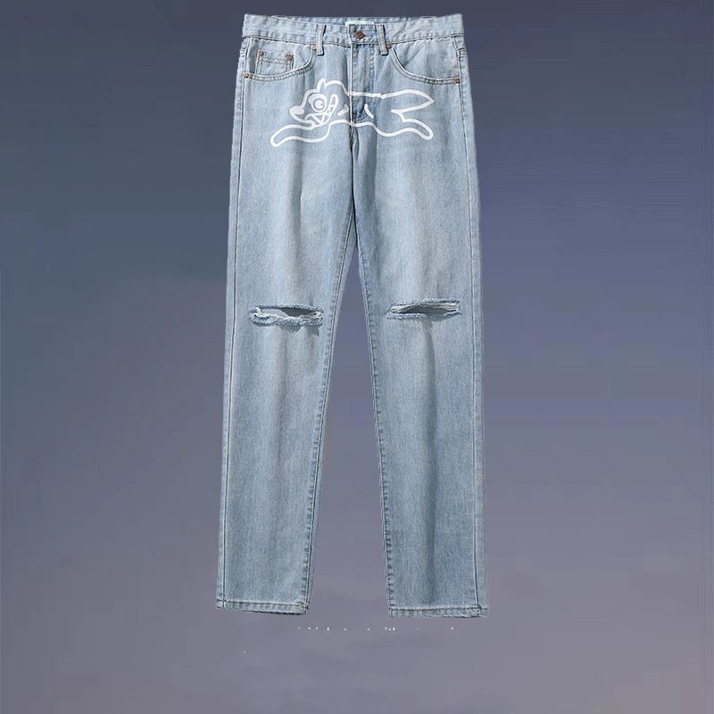 Afslappede Lige Bukser Med Lige Ben Og Brede Vaskede Jeans Til Teenagere
