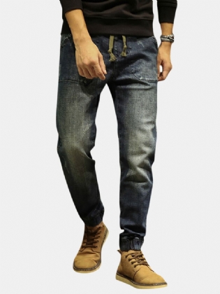 Casual Snoretræk Ripped Washed Harem Jeans Til Mænd