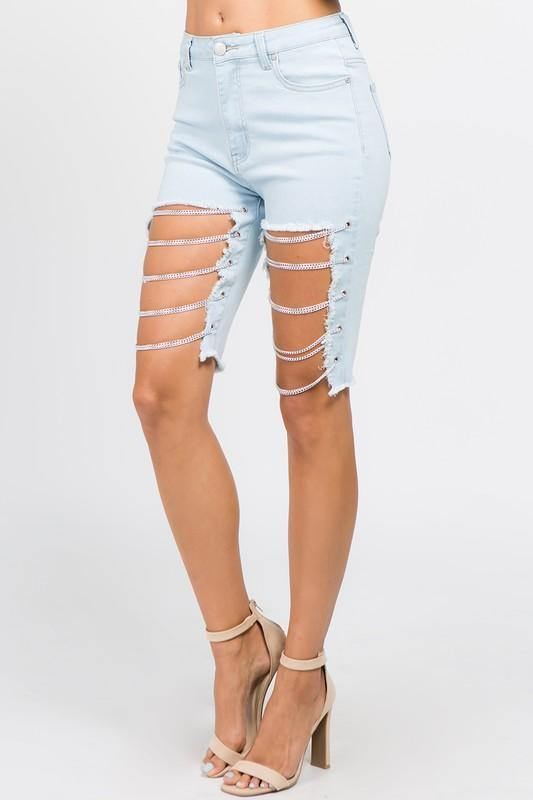 Cutoff Med Kæde Bermuda Shorts