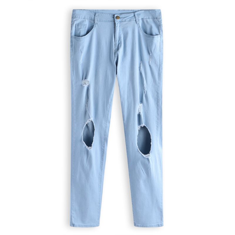 Herre Denim Bukser Huller Slim Mode Mid Rise Jeans