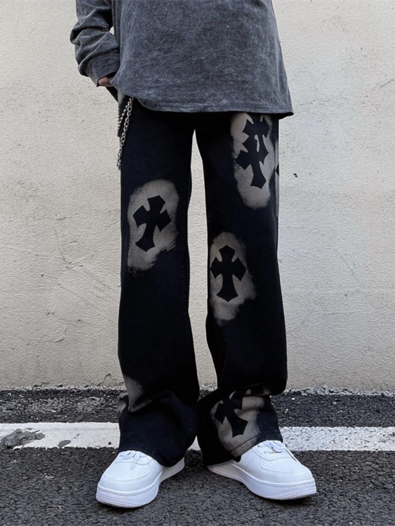 Herre Efterår Retro Alfabet Straight Jeans American Street