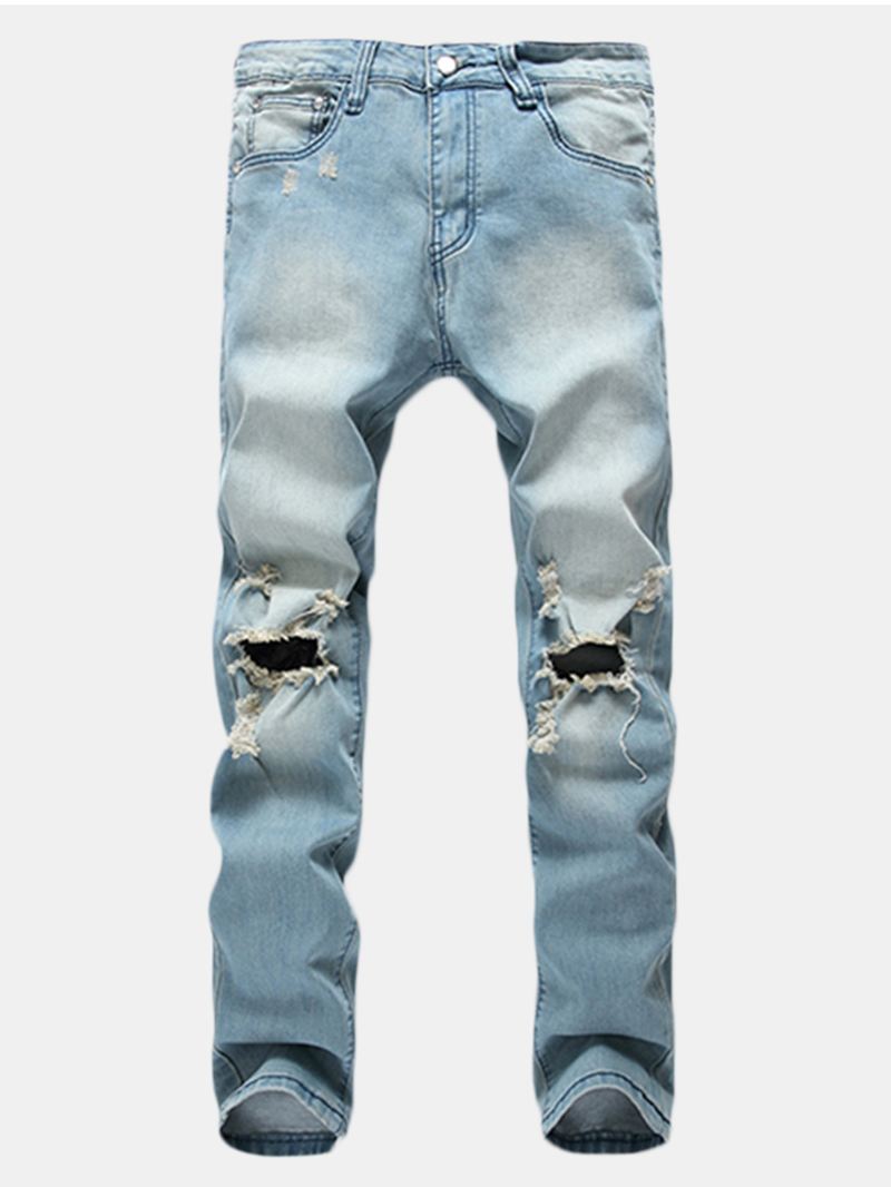 Herre Huller Mode Casual Lige Ben Jeans Vintage Lyseblå Denimbukser