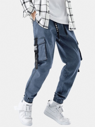 Herre Multi-pocket Casual Elastiske Manchetter Snøre Beam Feet Bukser Jeans