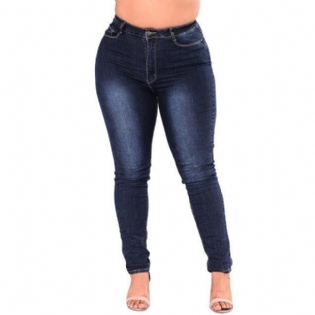 Højtaljede Jeans Femme Kvinder 5xl 6xl 7xl Plus Size Leggings Blå Denim Skinny Jeans Pencil Bukser Stretch Bodycon Slimbukser
