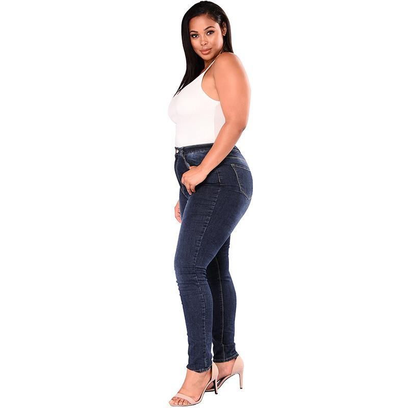 Højtaljede Jeans Femme Kvinder 5xl 6xl 7xl Plus Size Leggings Blå Denim Skinny Jeans Pencil Bukser Stretch Bodycon Slimbukser