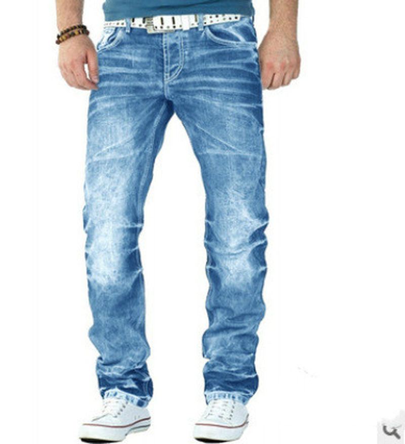 Jeans Casual Hip-hop-bukser Med Åben Linje Til Mænd Med Lige Ben
