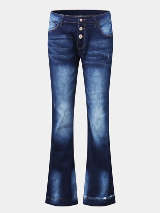 Kvinder Lommeknap Denim Casual Bell-bottoms Jeans