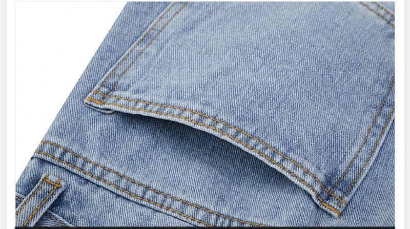 Lige Denim Løs Bukser Med Brede Ben Retro Vaskede Afskårne Afslappede Bukser