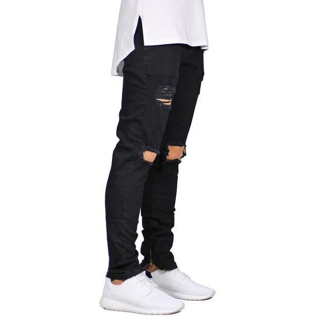 Mænd Destroyed Ripped Design Ankel Lynlås Skinny Jeans