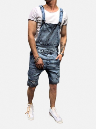 Mænd Slim Fit Denim Kort Casual Jumpsuit