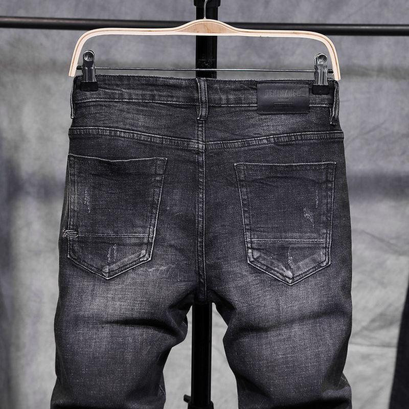 Mænd Sort Grå Stretch Slim Casual Feet Bukser