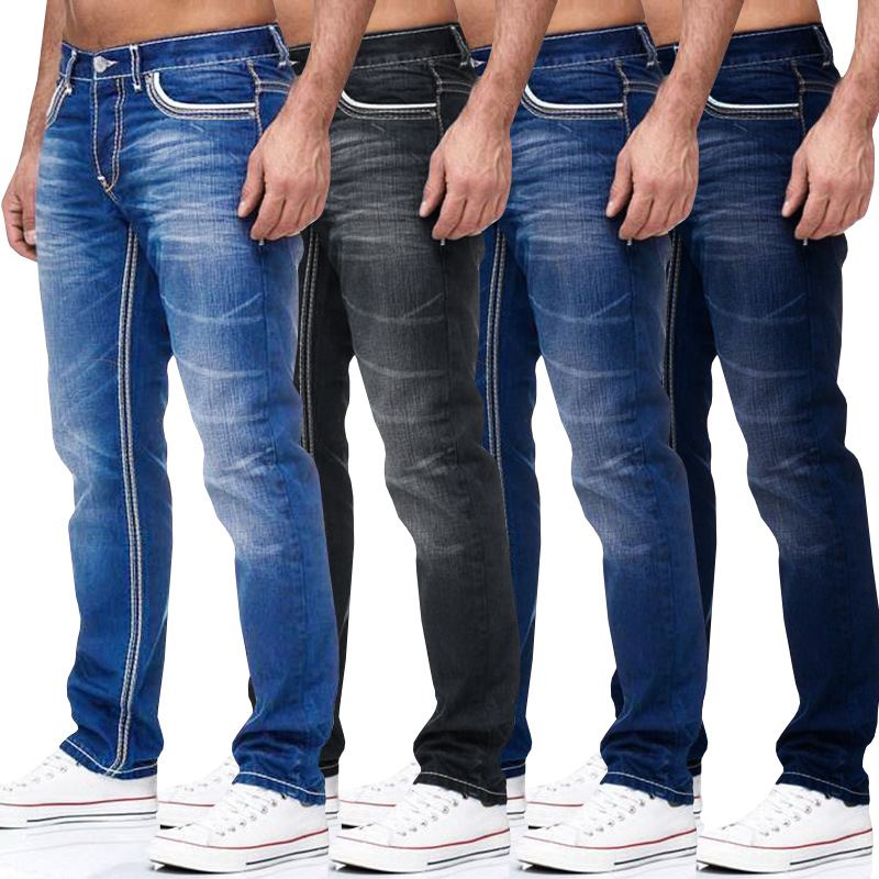 Mænds Hvide Distressed Mid-rise Løse Lige Ben Jeans