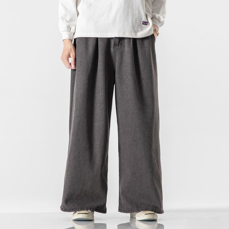 Mænds Jeans Plus Størrelse Kinesisk Stil Casual Bukser Med Brede Ben