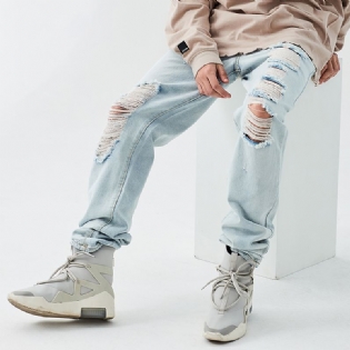 Mænds Løse High Street Rippede Jeans