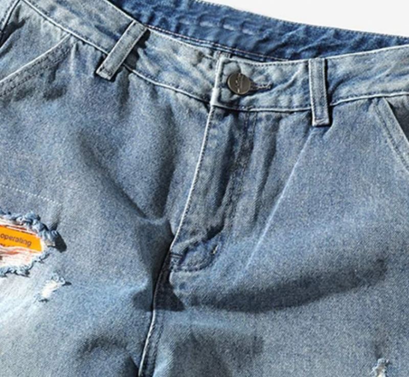 Mænds Løse Huller Til At Lave Gamle Blå Jeans