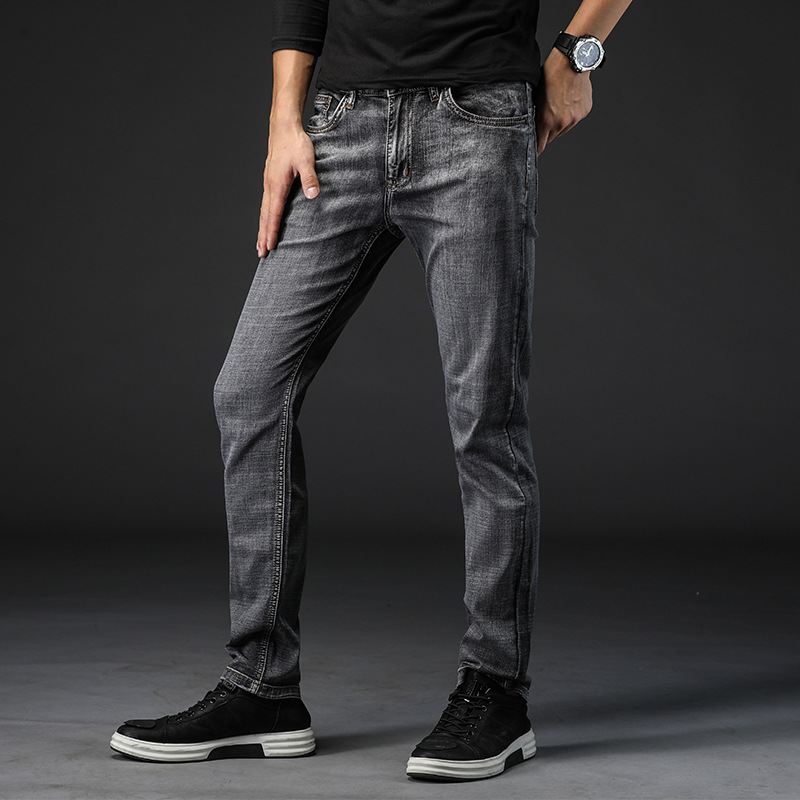 Mænds Nye Stretch-jeans I Stor Størrelse Slanke Små Lige Denimbukser