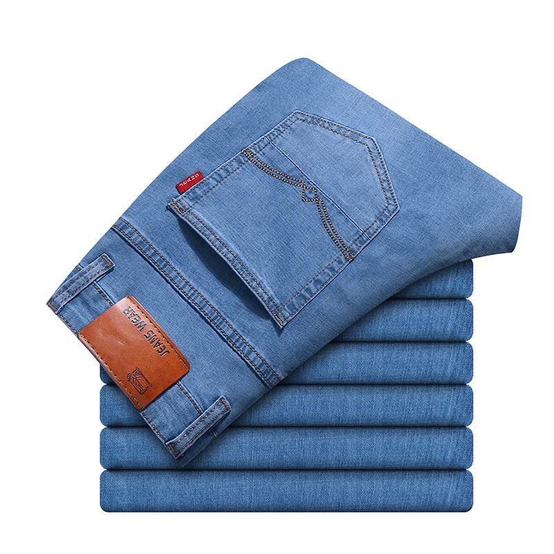 Mænds Nye Stretch-jeans I Stor Størrelse Slanke Små Lige Denimbukser