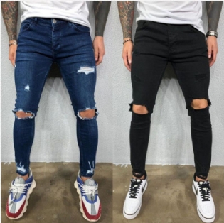 Mænds Rippede Elastiske Fødder Revet Nye Hot Stil Trendy Jeans