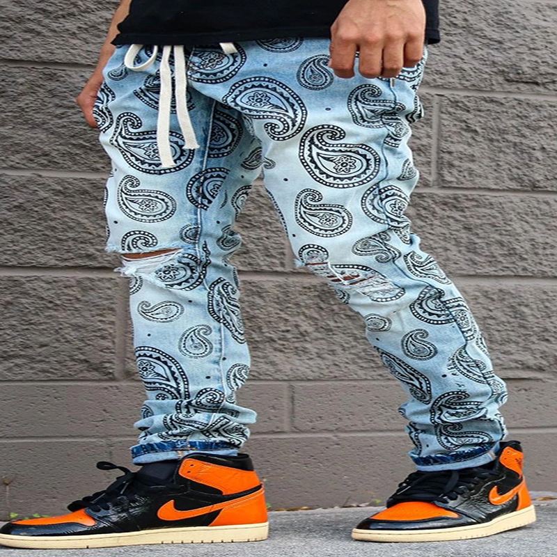 Mænds Sorte Rippede Jeans Med Lige Ben